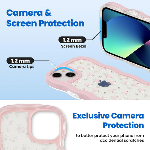 ZCDAYE Floral Case Compatible with iPhone 15, Aesthetic Flower Pattern & Cute Curly Wavy Shape Phone Case for Women Girls,Soft TPU Shockproof Cove...