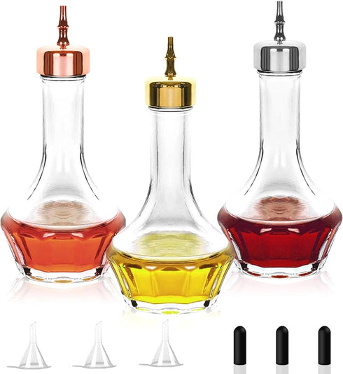 LINALL Bitters Bottle Set of 3-1.7oz/50ml Dasher Bottles with Gold Rose Gold and Matte Black Dasher Top Professional Bar Tool for Making Craft Hom...