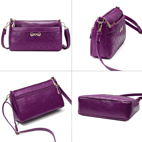 Women Small Handbags Square Leather Crossbody Bags Multi Pocket Shoulder Bag Ladies Elegant Change Purse...