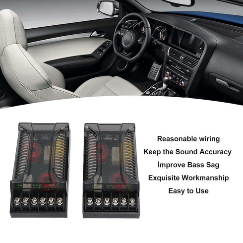 2 Way Car Audio Crossover, 2pcs Speaker Frequency Divider Car Audio Passive Crossover Up to 300 Watts, Overcurrent Protection Heat Dissipation Uni...