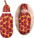 3D Funny Realistic Food Pepperoni Cheese Pizza Newborn Baby Swaddle Blanket with Beanie Hat Baby Receiving Blanket Soft Baby Sleep Sack Baby Wraps...