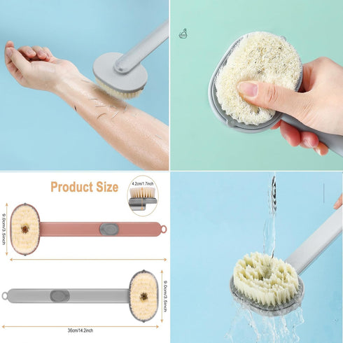 Back Scrubber for Shower, Long Handle Bath Massage Cleaning Brush with Soap Dispenser, Long Handle Liquid Bath Brush, Back Scrubber for Shower, Ba...