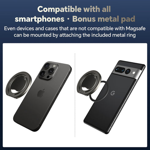 Magnetic Phone Ring Holder for Mag-Safe,Magnetic Phone Ring Stand Finger Grip with Two-Sided Adjustable Magnetic Compatible for iPhone, iPad and S...