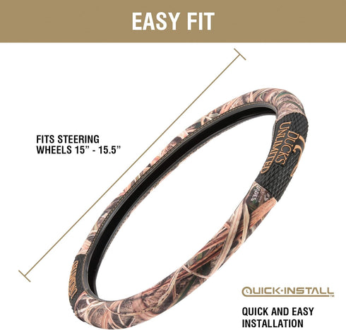 Ducks Unlimited Camo Steering Wheel Cover | Black/Shadow Grass Blades Hunting & Shooting Equipment, Black/Shadow Grass Blades, Single...