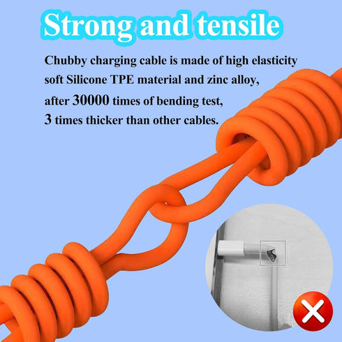 120W Chubby Type C Cable 180°Rotating Fast Charge Cable USB C Cable Heavy Duty Unbreakable Silicone,Compatible with Samsung Galaxy S10 S9,Note 9 8...
