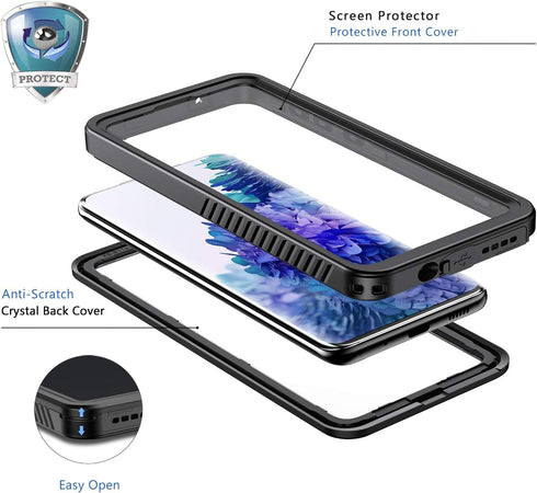 Lanhiem for Samsung Galaxy S20 FE Case 5G, IP68 Waterproof Dustproof Shockproof Case with Built-in Screen Protector Full Body Clear Cover Protecti...