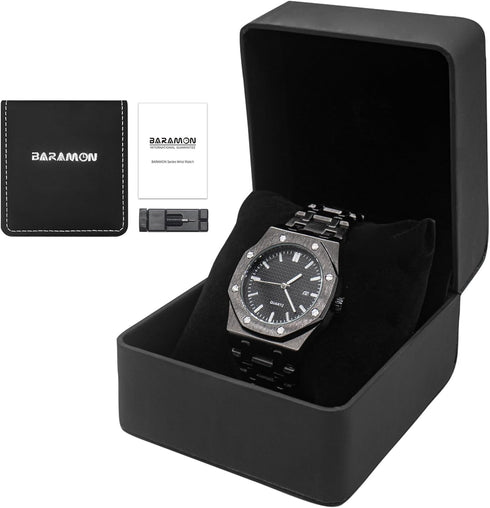 BARAMON Men's Watches, Royalty Stainless Steel Quartz Movement Date Male Clock Waterproof Luminous Hands Casual Business Wrist Watches for Men...