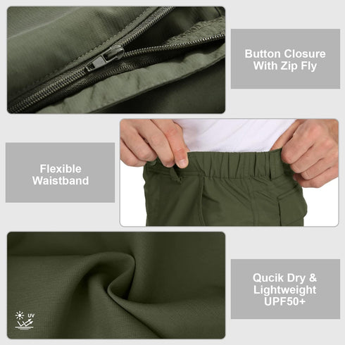 linlon Mens Outdoor Lightweight Hiking Shorts Quick Dry Cargo Shorts Sports Casual Tactical Fishing Shorts, Army Green,30...