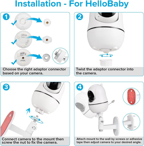 Adjustable Baby Monitor Mount for HelloBaby HB65/HB40/HB6550/HB66/HB6339/HB6550 Pro, ANMEATE SM935E, Universal Baby Monitor Wall Mount with Perfec...