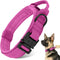 Tactical Dog Collar Heavy Duty Metal Buckle with Handle for Dog Training (Pink, M)...