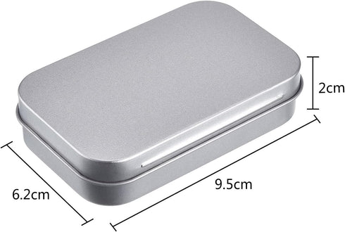 3 Pack 3.75 by 2.45 by 0.8 Inch Silver Metal Rectangular Empty Hinged Tins Box Containers with Lids Mini Portable Box Small Storage Kit, Home Orga...