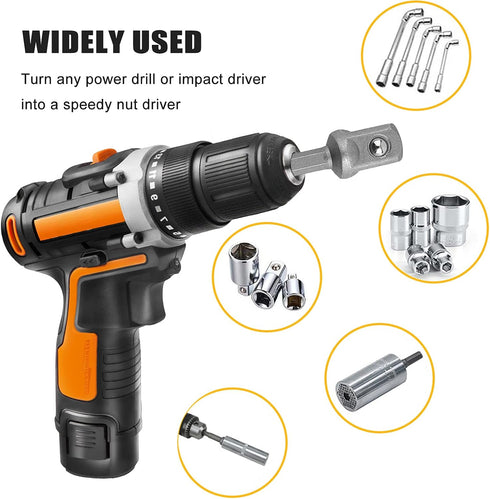 Impact Grade Socket Adapter Set, 3 Pieces Extension Sets 1/4", 3/8", and 1/2" Cr-V Steel Impact Drive, Adapter Power Drill Drivers High Torque Imp...