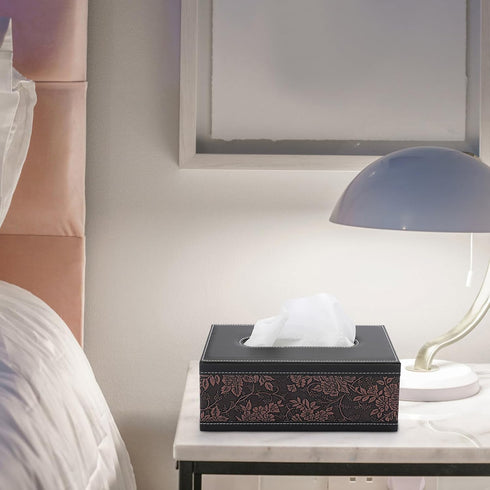 Sumnacon Tissue Box Cover Rectangule Leather Tissue Box with Magnetic Bottom,Stylish PU Tissue Box Holder for Bathroom Toilet Bedroom Living Room ...