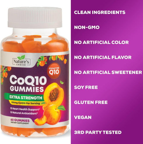 CoQ10 100mg Gummies - 3X Better Absorption, Antioxidant for Heart Health Support & Energy Production, Ultra Coenzyme Q10 Vitamins, Coq 10 Suppleme...