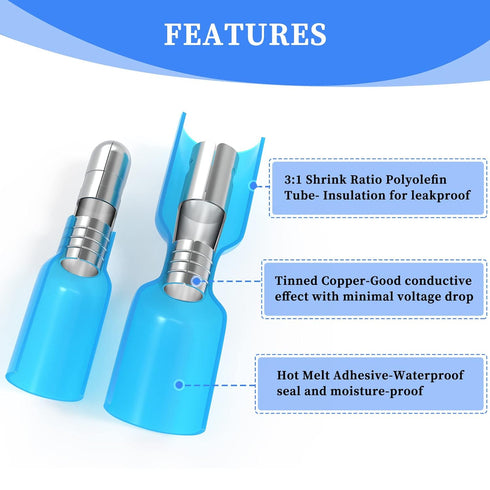 Qibaok 320PCS Heat Shrink Bullet Connectors Kit Female & Male Bullet Butt Terminals Insulated Waterproof Electrical Marine Crimp Automotive Connec...