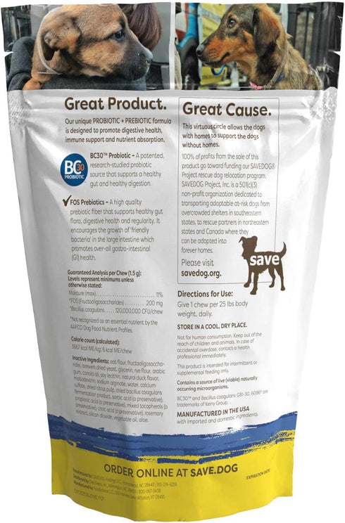 Probiotics for Dogs – Dog Probiotic Chews for Dogs with Clinically-Studied BC30 Probiotic + Prebiotic for Digestive & Immune Health - Dog Suppleme...