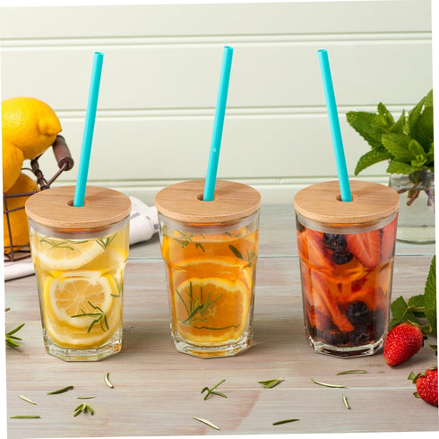 DOITOOL 8pcs Bamboo Jar Lids with Straw Hole Reusable Bamboo Jar Lids for Regular Mouth Mason Jar 70MM...