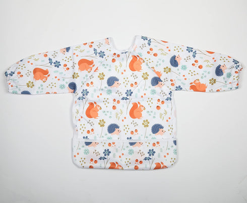Baby Bib Long Sleeved Shirt with Pocket 1 to 3 Years Old Toddler (Squirrel Hedgehog)...