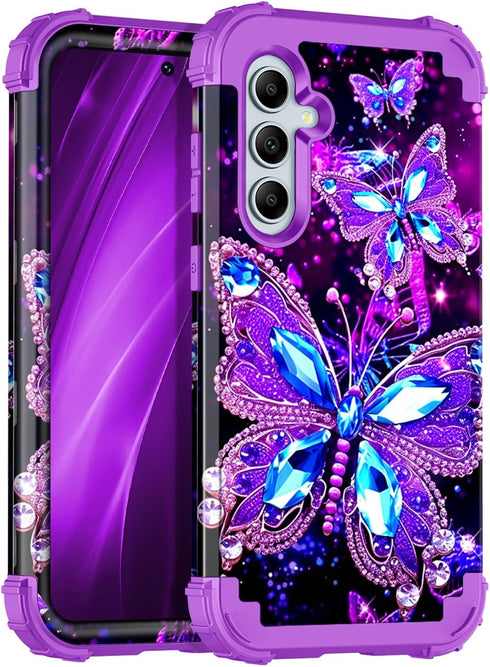 Miqala for Galaxy A55 5G/A35 5G Case,Glow in The Dark Three Layer Heavy Duty Shockproof Full Protection Hard Plastic Bumper+Soft Silicone Protecti...