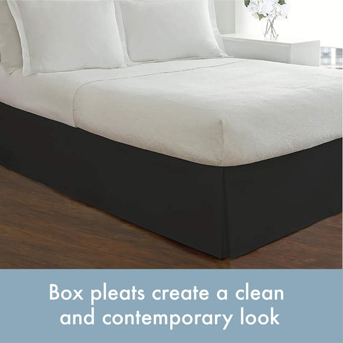 TODAY'S HOME Classic Tailored Bed Skirt Dust Ruffle, Microfiber, 14" Drop Length, King, Black...