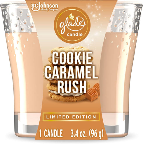 Glade Candle Jar, Air Freshener, Cookie Caramel Rush, 3.4 Oz...