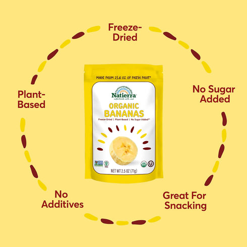 NATIERRA Organic Freeze-Dried Bananas USDA Certified Organic, Vegan & Non-GMO 2.5 Ounce (Pack of 1)...