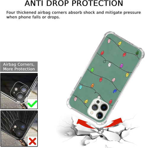 Christmas Lights Case Compatible with iPhone 13 Pro, Cute Green Christmas Holiday Case for iPhone 13 Pro, Cute TPU Bumper Protective Phone Case Co...