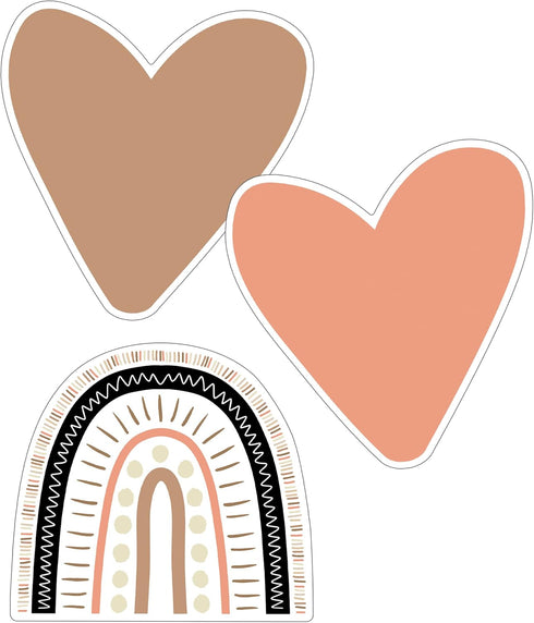 Schoolgirl Style Simply Stylish 36-Piece Heart and Boho Rainbow Bulletin Board Cutouts, Boho Hearts and Boho Rainbow Cutouts for Bulletin Board, B...