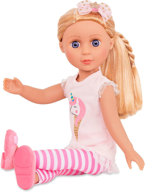Glitter Girls Lacy 14 Inch Doll Wearing Pink Tunic, Striped Leggings, Hair Bow And Ballet Shoes - Dolls For 3+ Year Old Girls...