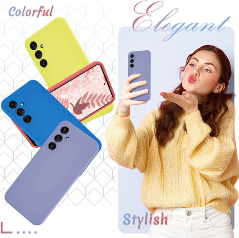 for Samsung Galaxy A35 5G Case, Silicone Phone Case with 1 Screen Protector, Soft Anti-Scratch Microfiber Lining, Full Body Shockproof Slim Cover,...