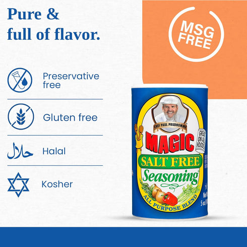 Chef Paul Magic Seasonings Blends Salt Free Seasoning | No Salt Seasoning | All Purpose for Meat, Seafood, Vegetables & More | Low Sodium | Gluten...
