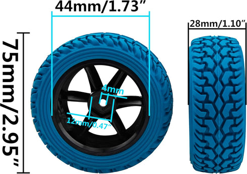 75mm/2.95'' Rubber Tires & Plastic Wheel Rims 12mm Hex Hub Compatible with Traxxas 4tec 2.0 HSP Tamiya HPI Kyosho 1/10 On-Road Touring Car, WLtoys...