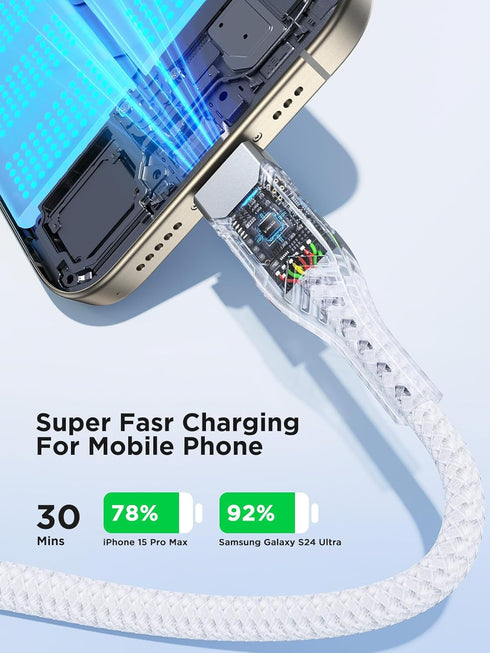 USBC to USBC, 100W USB C to USB C Cable 6.6FT 5A USB C to USB C Fast Charging Cable Braided Charger Cord for MacBook Air/Pro, iPhone15/15Pro/15Plu...