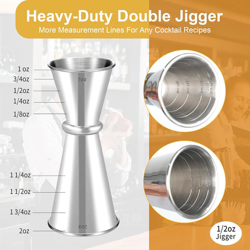 Lexenic 1oz 2oz Japanese Jigger with 7 Measurements Inside for Bartender, Premium 304 Stainless Steel Heavy-Duty Jigger, Bar Accessories for The H...