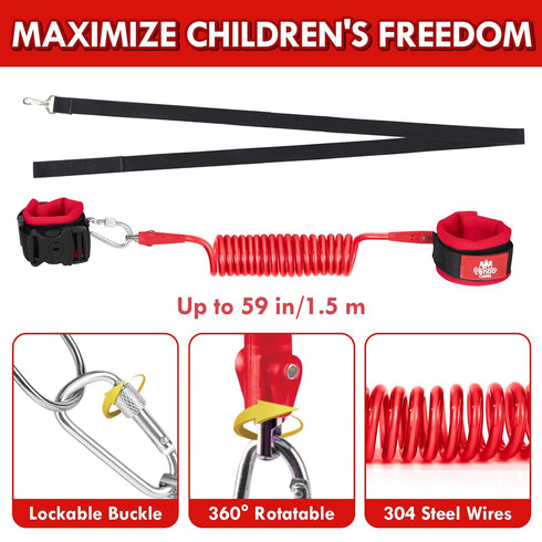 Lehoo Castle Toddler Leash for 1-5 Years, Baby Safety Harness for Girls with Anti-Lost Key Lock & Adjustable Strap, 3-in-1 Wrist Leash and Kids Ba...