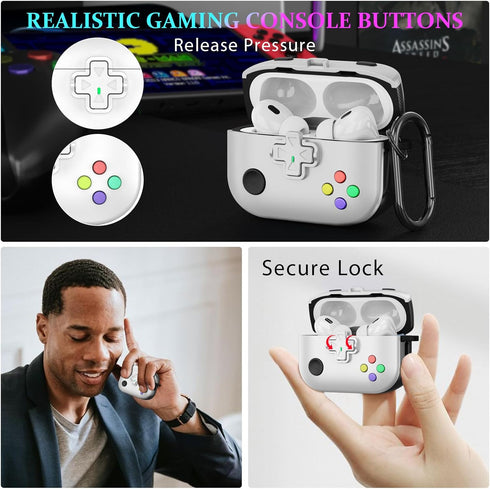 AIRSPO AirPods Pro 2nd Generation Case Cover with Cleaner Kit, Classic Game Player Design Case Military Hard Shell Protective Cover for Apple AirP...