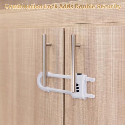 4 Pack U-Shaped Sliding Cabinet Locks Multifunctional Child Safety Lock Adjustable Baby Proof Clips for Home Cabinets Refrigerator Doors Cabinet K...