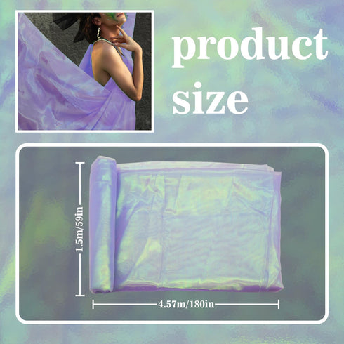 5 Yard Magic Iridescent Laser Gradient Organza Fabric Holographic Gauze Fabric for Wedding Dress, Curtain, Photography Background, Party Crafts, D...