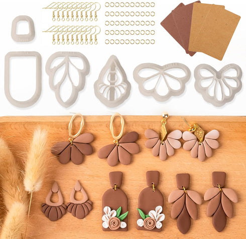 Dacies 50 Pcs Basic Clay Earring Cutters Polymer Clay Cutters Classic Geometric Clay Jewelry Cutters Set DIY Bohemian Style Clay Earring Cutter Ma...