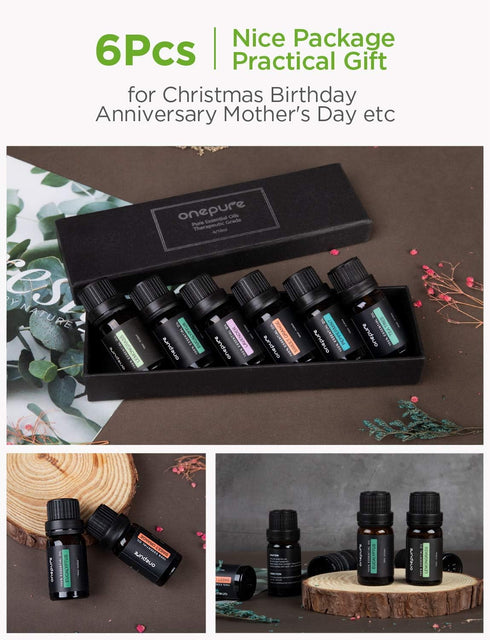 Essential Oils, 6 x 10ml Essential Oils Gift Set for Diffuser Humidifier Massage Aromatherapy (Lavender, Tea Tree, Eucalyptus, Lemongrass, Orange,...