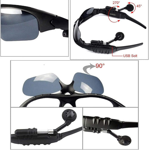 Wireless Bluetooth MP3 Sunglasses Polarized Lenses Music Sunglasses Stereo Headphone for iPhone Samsung Most Smartphone or PC (Black-Gray)...