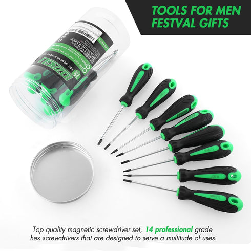 14pcs Mini Hex Screwdriver Set, Metric(0.9mm-3mm) SAE(0.035"-1/8) Hex Allen Wrench Screwdriver Set, Perfect for RC Cars, Quadcopters and Helicopte...