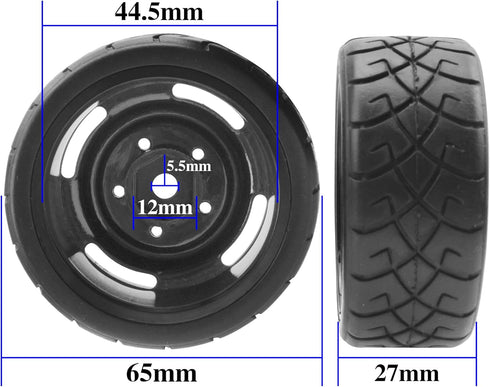ShareGoo RC 1/10 Scale On Road Tires OD2.55 Rubber & Wheel Rims 12mm Hex Compatible with Traxxas 4 Tec 2.0 Tamiya TT01 XV01 Kyosho WR8 Sakura WLto...