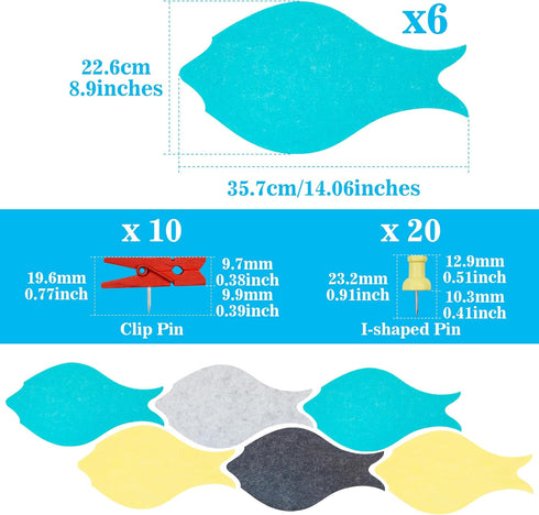 6 Pcs Felt Bulletin Boards, Self Adhesive Cute Wall Cork Board with 30 Pins for Display Notes, Photos in Office, Classroom, Home Decor (Nordic Sty...