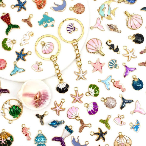WOCRAFT 120pc Assorted Enamel Bracelet Marine Life Sea Ocean Charms for Jewelry Making Crafts DIY Necklace Bracelet Keychain Crafting Charms Kit (...