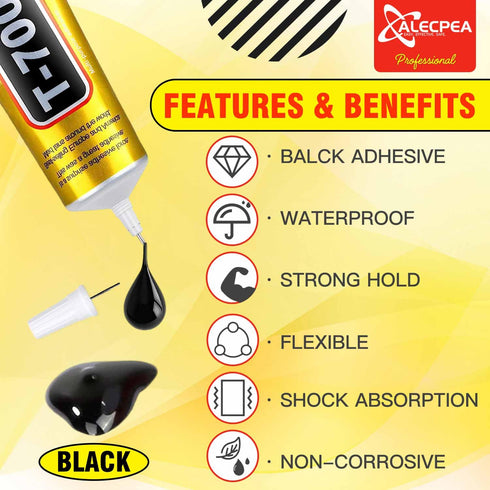 Upgrade T-7000 Black Adhesive Glue - 2PCS 15ml | High-Performance Waterproof Adhesive for Precision Repairs, Perfect for Phone, Electronics, Jewel...