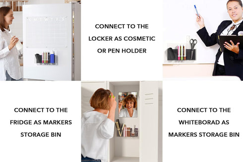 Acrylic Magnetic Dry Erase Marker Holder, Magnetic Pen Pencil Cup Holder Organizer for Whiteboard, Fridge, Locker - Clear......