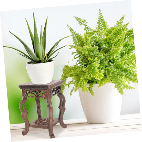 Potted Plant Shelf 2pcs Base Supplies Round Wooden Office Flower Pot Holder Shelf...