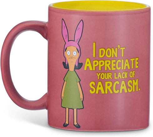 Bob's Burgers Coffee Mug - I Don't Appreciate Your Lack Of Sarcasm - 12oz Louise Belcher Printed Mug...