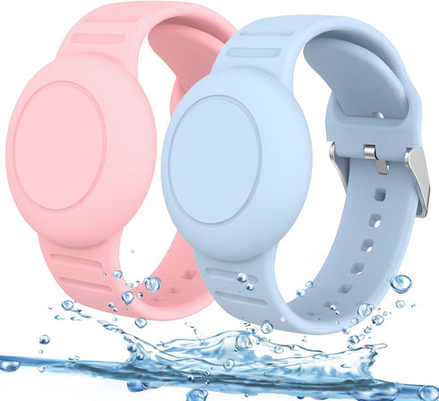 Meliya Waterproof Air Tag Bracelet for Kids, Soft Silicone Airtag Holder Compatible with Apple Air Tag, Adjustable Anti Lost Watch Band for Kids A...